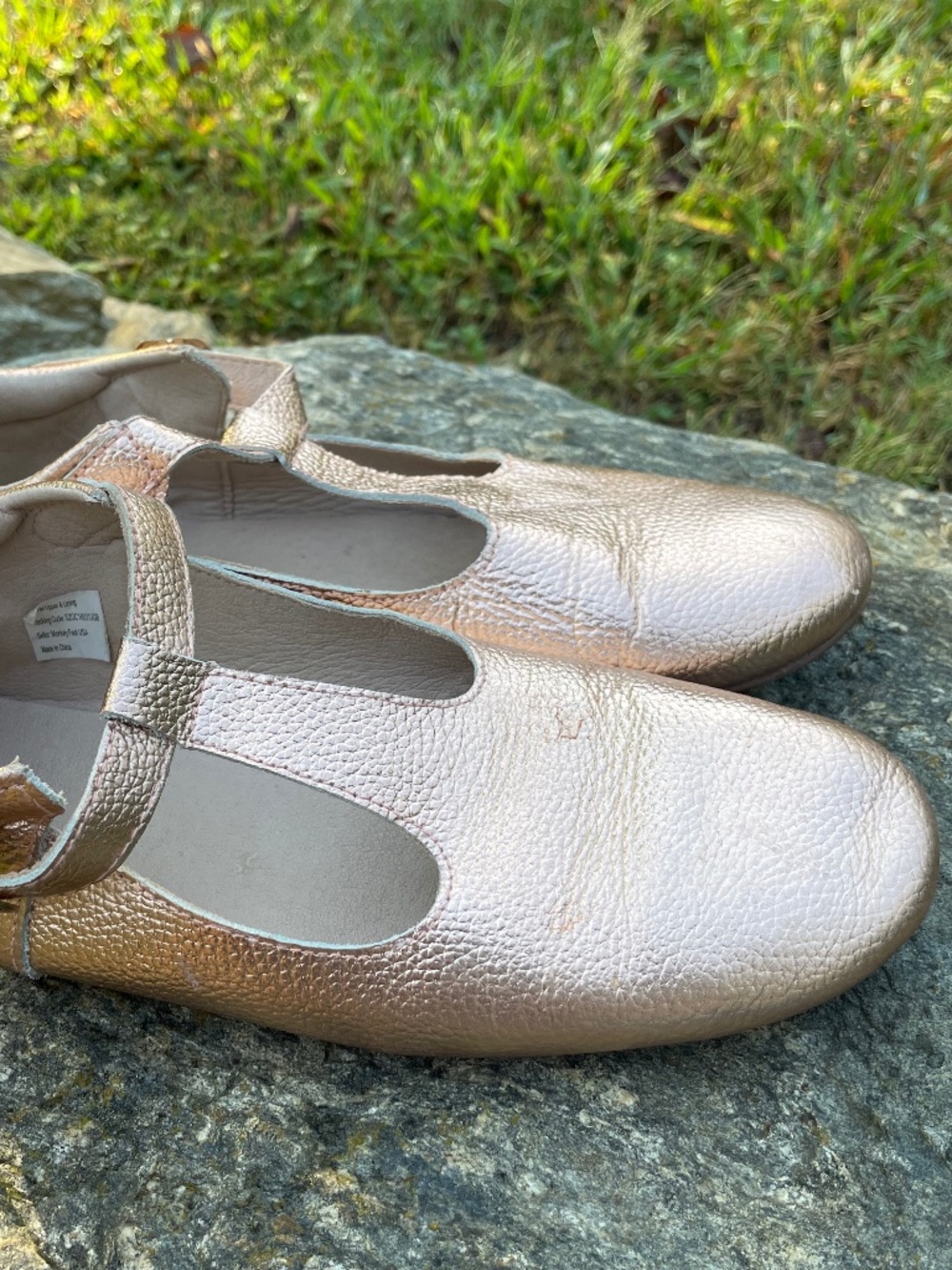 Monkey Feet Metallic Gold Mary Jane Flats Size 39 | US 8.5